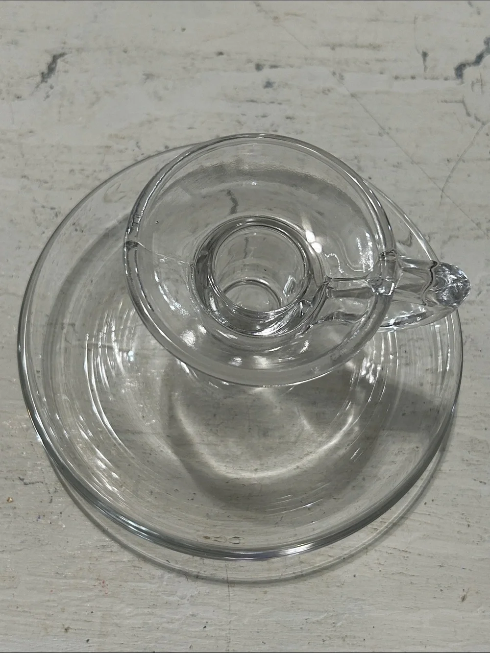 Clear Glass Chamberstick Candle Holder